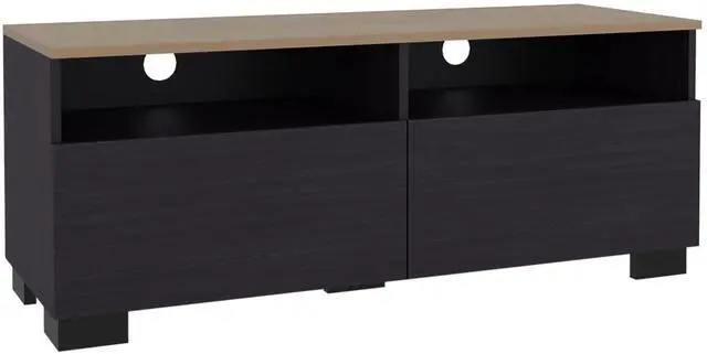 Main image of Wenge and Natural Oak TV Stand with a Door and Open Storage
