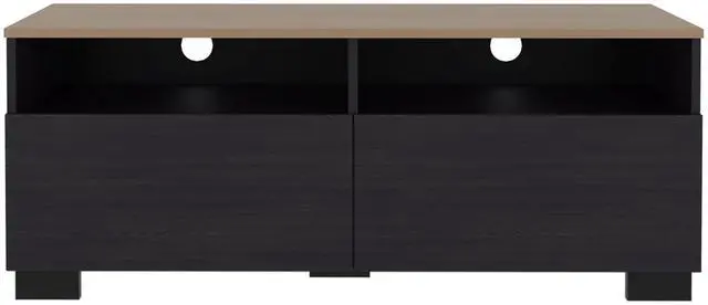 Alt view image 4 of 6 - Wenge and Natural Oak TV Stand with a Door and Open Storage