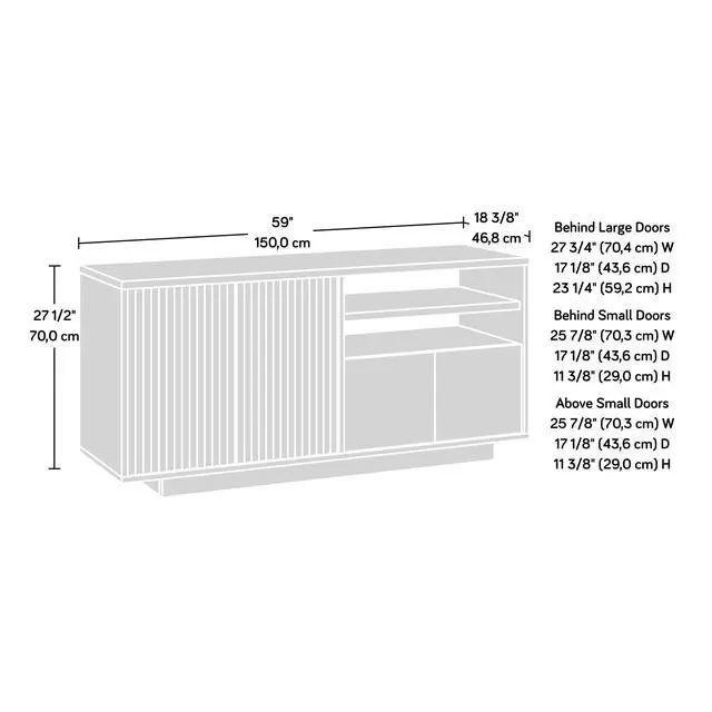 Alt view image 6 of 7 - Credenza, For TVs up to 65", Brown finish