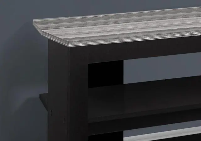 Alt view image 4 of 5 - Tv Stand, 42 Inch, Console, Media Entertainment Center, Storage Shelves, Living Room, Bedroom, Black And Grey Laminate, Contemporary, Modern