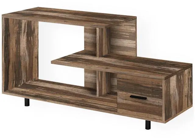 Alt view image 2 of 5 - Tv Stand, 48 Inch, Console, Media Entertainment Center, Storage Drawer, Living Room, Bedroom, Brown Laminate, Contemporary, Modern