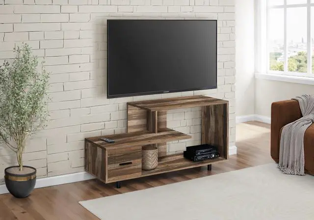 Main image of Tv Stand, 48 Inch, Console, Media Entertainment Center, Storage Drawer, Living Room, Bedroom, Brown Laminate, Contemporary, Modern