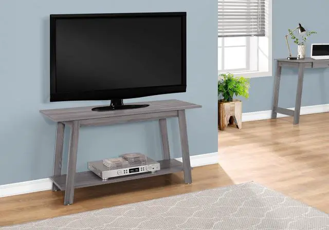 Main image of Tv Stand, 42 Inch, Console, Media Entertainment Center, Storage Shelves, Living Room, Bedroom, Grey Laminate, Contemporary, Modern