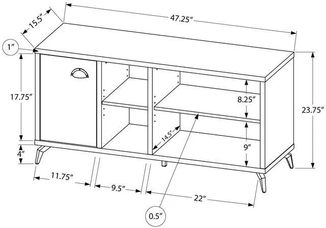 Alt view image 3 of 5 - Tv Stand, 48 Inch, Console, Media Entertainment Center, Storage Cabinet, Living Room, Bedroom, Brown And Grey Laminate, Grey Metal, Contemporary, Modern