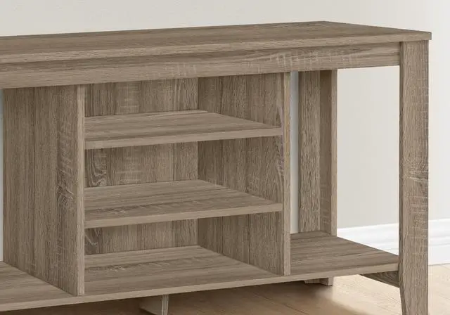 Alt view image 3 of 5 - Tv Stand, 48 Inch, Console, Media Entertainment Center, Storage Shelves, Living Room, Bedroom, Brown Laminate, Contemporary, Modern