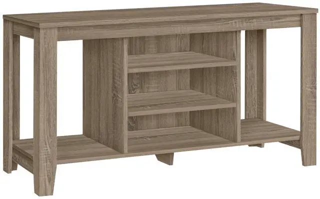 Alt view image 2 of 5 - Tv Stand, 48 Inch, Console, Media Entertainment Center, Storage Shelves, Living Room, Bedroom, Brown Laminate, Contemporary, Modern