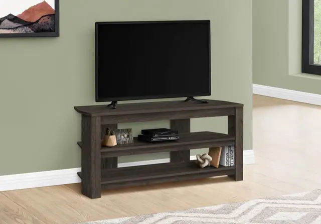 Main image of Tv Stand, 42 Inch, Console, Media Entertainment Center, Storage Shelves, Living Room, Bedroom, Brown Laminate, Contemporary, Modern