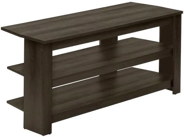 Alt view image 2 of 7 - Tv Stand, 42 Inch, Console, Media Entertainment Center, Storage Shelves, Living Room, Bedroom, Brown Laminate, Contemporary, Modern