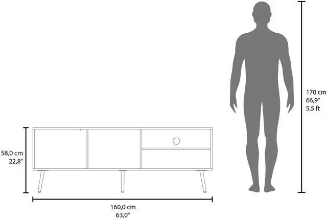 Alt view image 4 of 7 - Vulcan 63" Wide Tv Stand with One Cabinet, Three Open Shelves, Cable Management, Living Room, Tv Room White