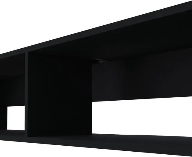 Alt view image 5 of 7 - Central Floating media rack in melamine with two shelves,black