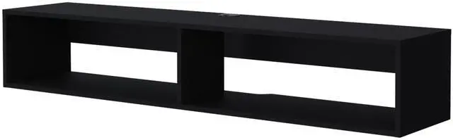 Alt view image 3 of 7 - Central Floating media rack in melamine with two shelves,black