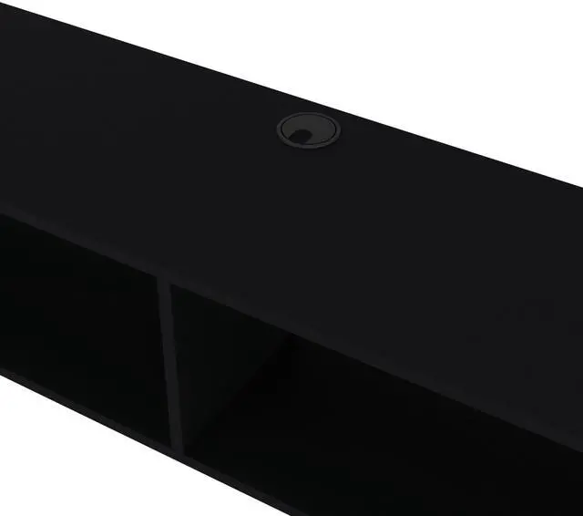 Alt view image 6 of 7 - Central Floating media rack in melamine with two shelves,black