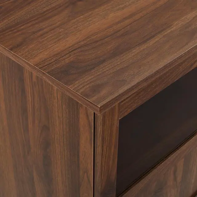 Alt view image 5 of 6 - Transitional Half-Glass 4-Door 70" TV Stand for 80" TVs - Dark Walnut