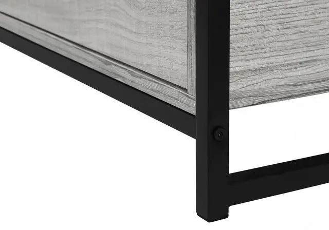 Alt view image 5 of 7 - Tv Stand, 48 Inch, Console, Media Entertainment Center, Storage Drawers, Living Room, Bedroom, Grey Laminate, Black Metal, Contemporary, Modern