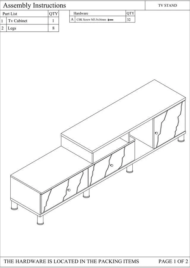 Alt view image 6 of 6 - 1pc Modern Sleek White Finish Faux Marble Accents Silver-tone Legs TV Stand Console Living Room Furniture