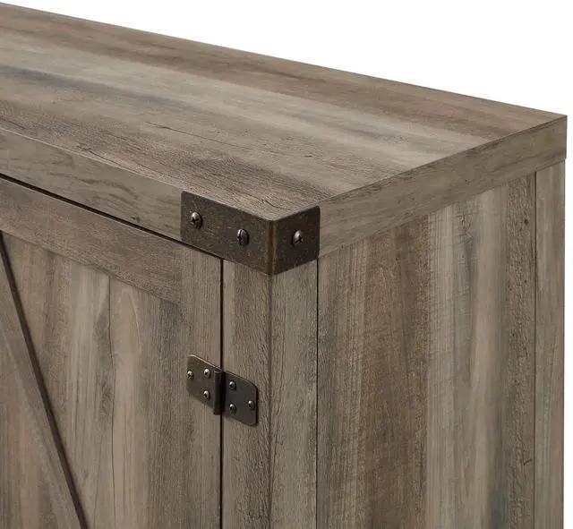 Alt view image 5 of 6 - Farmhouse Barn Door TV Stand for TVs up to 65" - Grey Wash