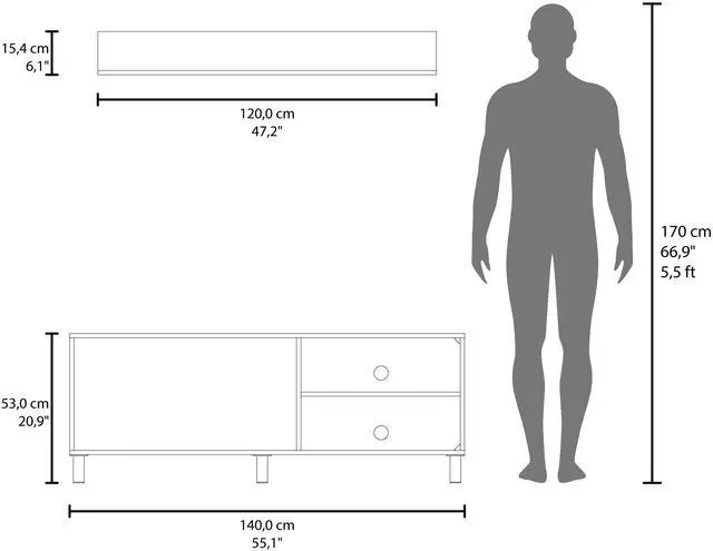 Alt view image 6 of 7 - FM FURNITURE Bitter Springs Tv Stand 65" in melamine with Open Storage,pneumatic arms and 1 Door, White