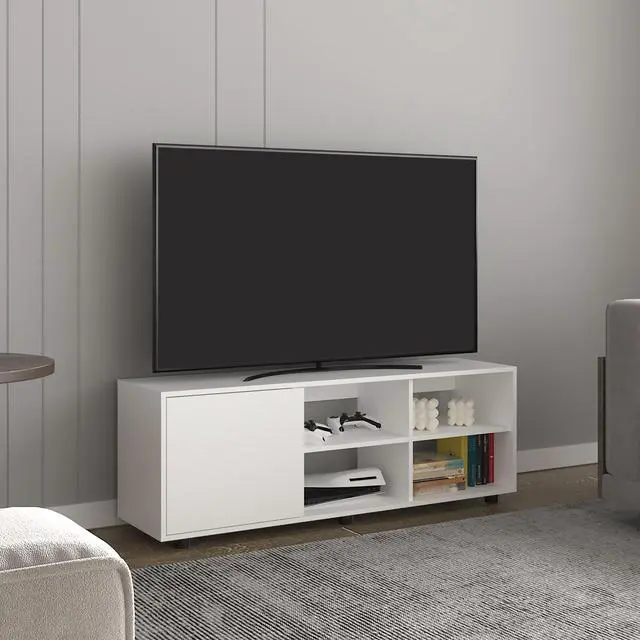 Main image of Adel 51" Wide Tv Stand with One Door Cabinet , Four Open Shelves, Cable Management, Living Room, Tv Room