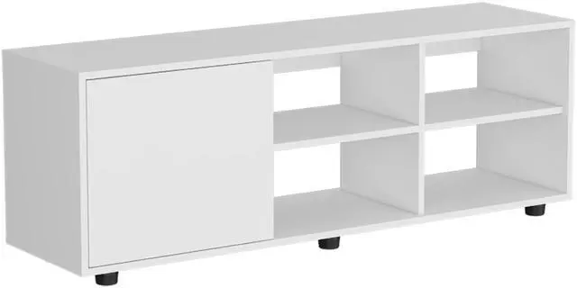 Alt view image 2 of 7 - Adel 51" Wide Tv Stand with One Door Cabinet , Four Open Shelves, Cable Management, Living Room, Tv Room
