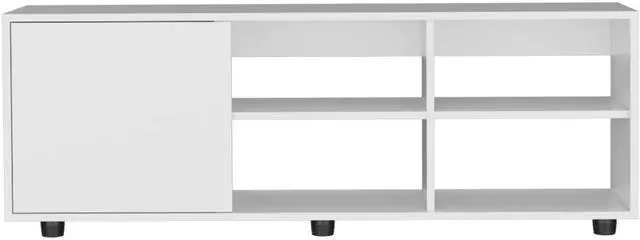 Alt view image 6 of 7 - Adel 51" Wide Tv Stand with One Door Cabinet , Four Open Shelves, Cable Management, Living Room, Tv Room