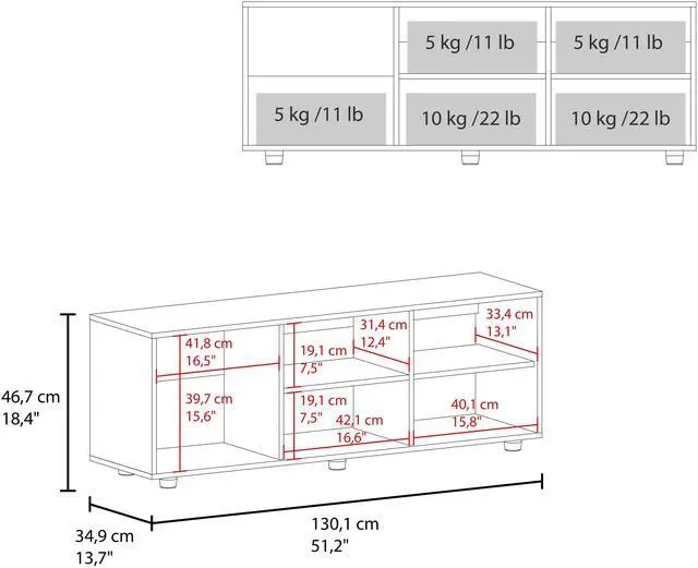 Alt view image 3 of 7 - Adel 51" Wide Tv Stand with One Door Cabinet , Four Open Shelves, Cable Management, Living Room, Tv Room