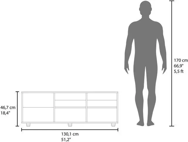 Alt view image 4 of 7 - Adel 51" Wide Tv Stand with One Door Cabinet , Four Open Shelves, Cable Management, Living Room, Tv Room