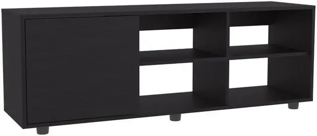 Alt view image 2 of 7 - Adel 51" Wide Tv Stand with One Door Cabinet , Four Open Shelves, Cable Management, Living Room, Tv Room