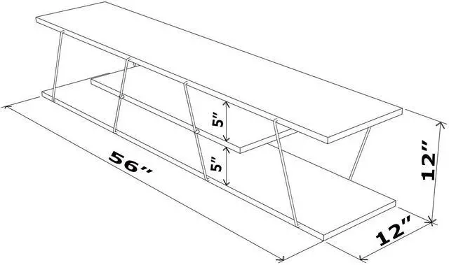 Alt view image 3 of 5 - FurnisHome Store Tars Mid Century Modern Tv Stand 4 Shelves Open Storage Metal Cords Entertainment Centre 56 inch Low Tv Unit, White/Chrome