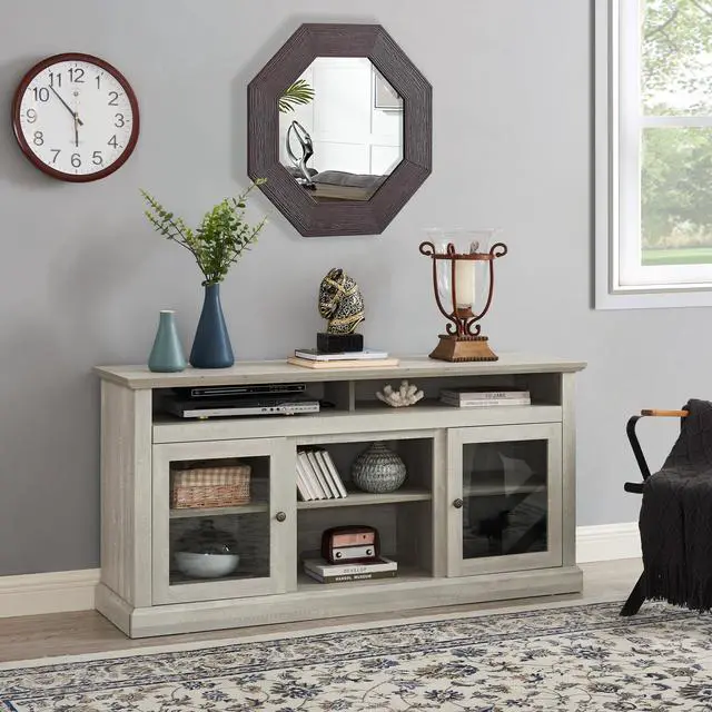 Alt view image 3 of 6 - Contemporary TV Media Stand Modern Entertainment Console for TV Up to 65" with Open and Closed Storage Space, Stone Gray, 60"W*15.75"D*29"H