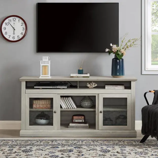 Main image of Contemporary TV Media Stand Modern Entertainment Console for TV Up to 65" with Open and Closed Storage Space, Stone Gray, 60"W*15.75"D*29"H