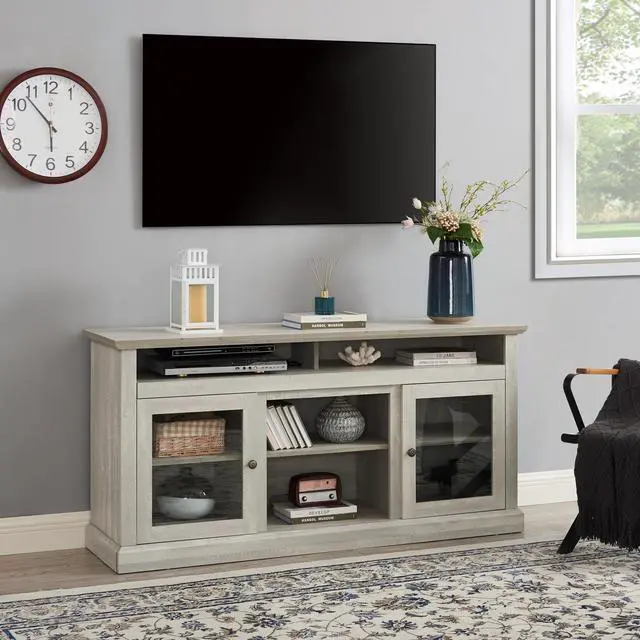 Alt view image 2 of 6 - Contemporary TV Media Stand Modern Entertainment Console for TV Up to 65" with Open and Closed Storage Space, Stone Gray, 60"W*15.75"D*29"H