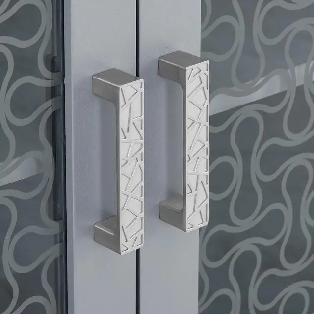 Alt view image 6 of 7 - Modern Farmhouse TV Media Stand, Large Home Entertainment Console, for TV Up to 80'', with Open Shelves and Glass Door Cabinets, Light Blue and Light Oak, 70"W*15.55"D*26.85"H