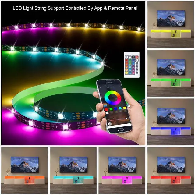 Alt view image 5 of 7 - TV Console with Storage Cabinets, 82.6 Inch Long LED TV Stand with Full RGB Color Selection, 31 Modes Changing Lights Modern Entertainment Center with Power Cord (White, for 75/80 inches TV)