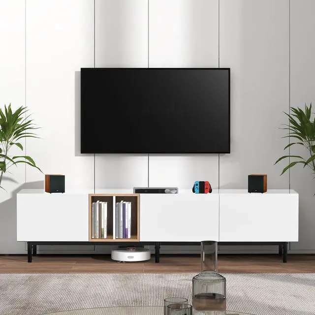 Main image of Modern TV Stand for 80'' TV with 3 Doors, Media Console Table, Entertainment Center with Large Storage Cabinet for Living Room, Bedroom
