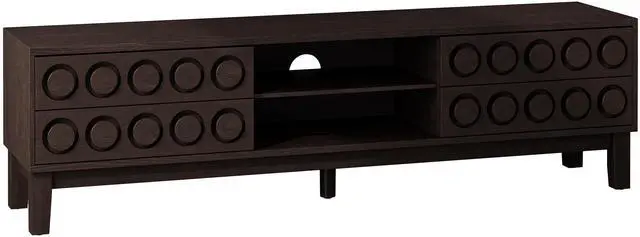 Alt view image 6 of 7 - Modern Mid-Century Media Console with 4 Drawers and Cable Management, TV Console Table for TVs up to 75",Entertainment Center for Living Room and Office(Dark Brown)