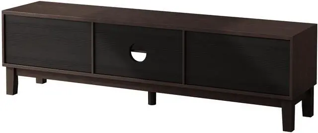 Alt view image 7 of 7 - Modern Mid-Century Media Console with 4 Drawers and Cable Management, TV Console Table for TVs up to 75",Entertainment Center for Living Room and Office(Dark Brown)