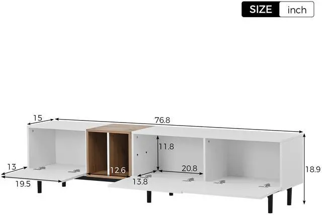 Alt view image 7 of 7 - Modern TV Stand for 80'' TV with 3 Doors, Media Console Table, Entertainment Center with Large Storage Cabinet for Living Room, Bedroom