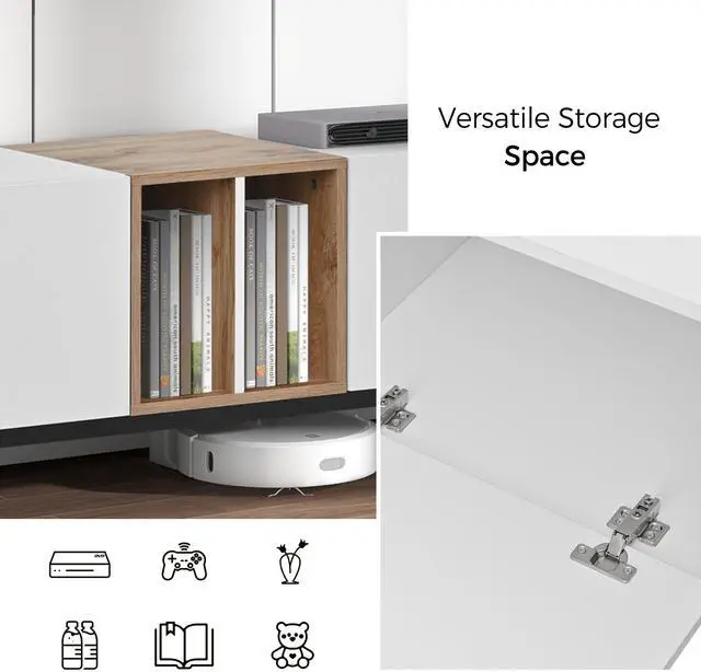 Alt view image 6 of 7 - Modern TV Stand for 80'' TV with 3 Doors, Media Console Table, Entertainment Center with Large Storage Cabinet for Living Room, Bedroom