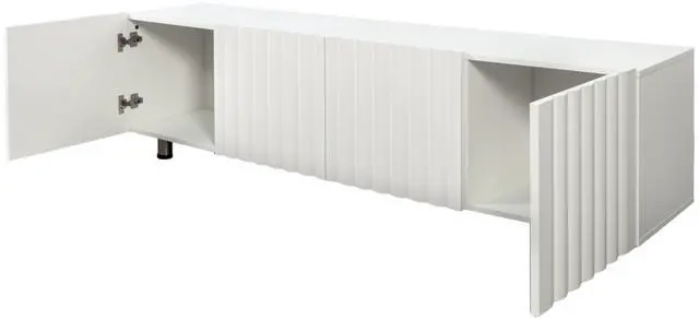 Alt view image 4 of 7 - TV Stand for 65+ Inch TV, Modern TV Stand for Living Room, Entertainment Center with Storage & 2 Drawers, TV Media Console Cabinet for Bedroom, White