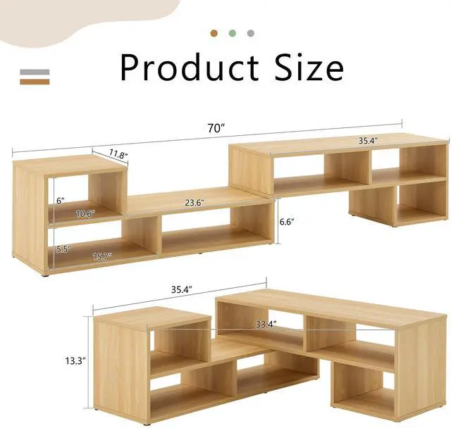 Alt view image 6 of 7 - 2 Pieces Cube TV Stand,Free Combination Gaming Entertainment Center Media Stand,Open Storage Bookcase Shelf for Living Room,2 Shelf Bookcase L-Shaped TV Console Stand,with Dimensions of 47.2*12*13.4.