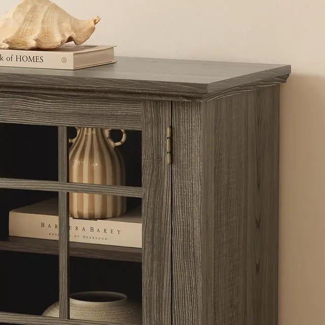 Main image of 70" Modern TV Stand with 2-Door Storage, Faux Stone Media Console Cabinet, Grey Large Entertainment Center for Living Room