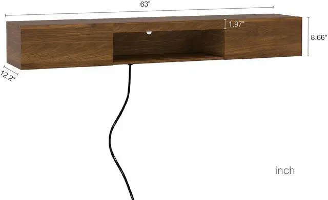 Alt view image 5 of 7 - Floating TV Stand Wall Mounted with 16 Color LEDs,63" Modern TV Stand,Floating TV Cabinet Entertainment Center for 55 60 65 Inch TV