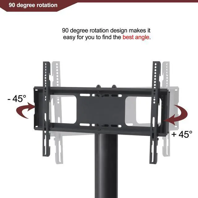 Alt view image 6 of 7 - 35.4 inch Black Multi-function TV Stand Height Adjustable Bracket Swivel 3-Tier