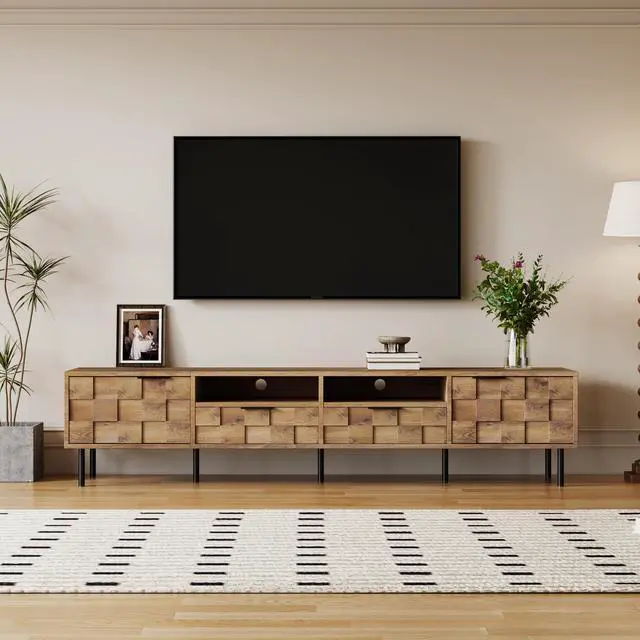 Main image of Mid Century TV Stand with 2 Drawers, Media Console Table for TVs up to 85'', Entertainment Center with Storage for Living room, Bedroom, Home Theatre