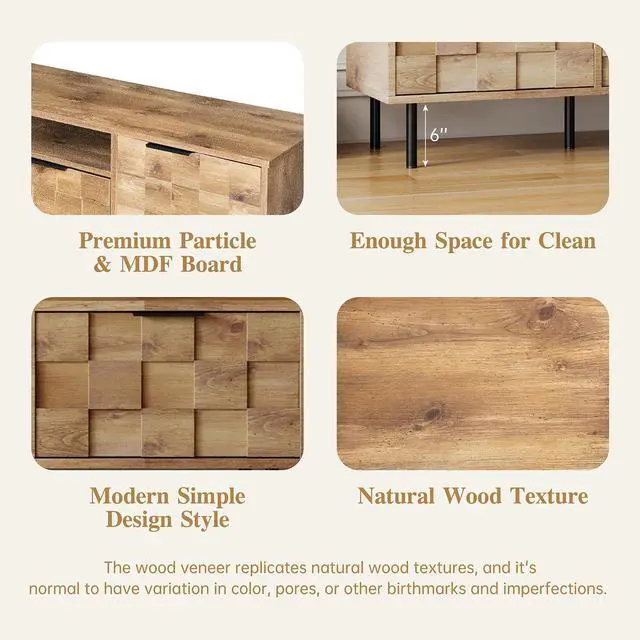 Alt view image 6 of 7 - Mid Century TV Stand with 2 Drawers, Media Console Table for TVs up to 85'', Entertainment Center with Storage for Living room, Bedroom, Home Theatre