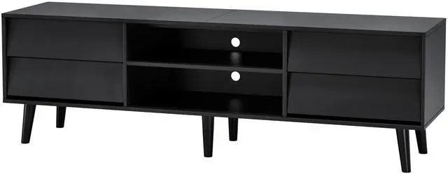 Alt view image 5 of 7 - 63 Inch TV Stand Features Vintage-style and Bevel Design, TV Stand with Drawers, Entertainment Center for Living Room Bedroom, TV Media Console