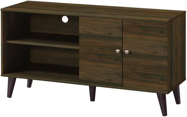 Alt view image 4 of 5 - Amidon TV Stand for TVs up to 47.3", with 2 Storage Shelves& 1 Cabinet, Modern Entertainment Centre for TV in Living Room in Walnut