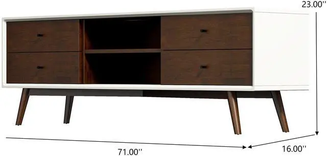 Alt view image 3 of 7 - Caroline Walnut White TV Stand Up To 72" for Living Room Decor
