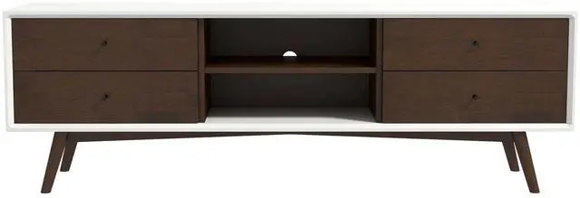 Alt view image 2 of 7 - Caroline Walnut White TV Stand Up To 72" for Living Room Decor