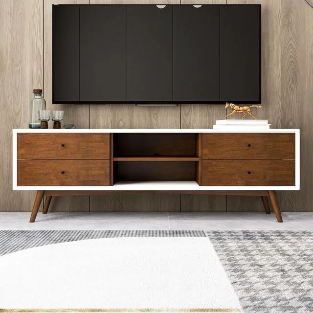 Main image of Caroline Walnut White TV Stand Up To 72" for Living Room Decor